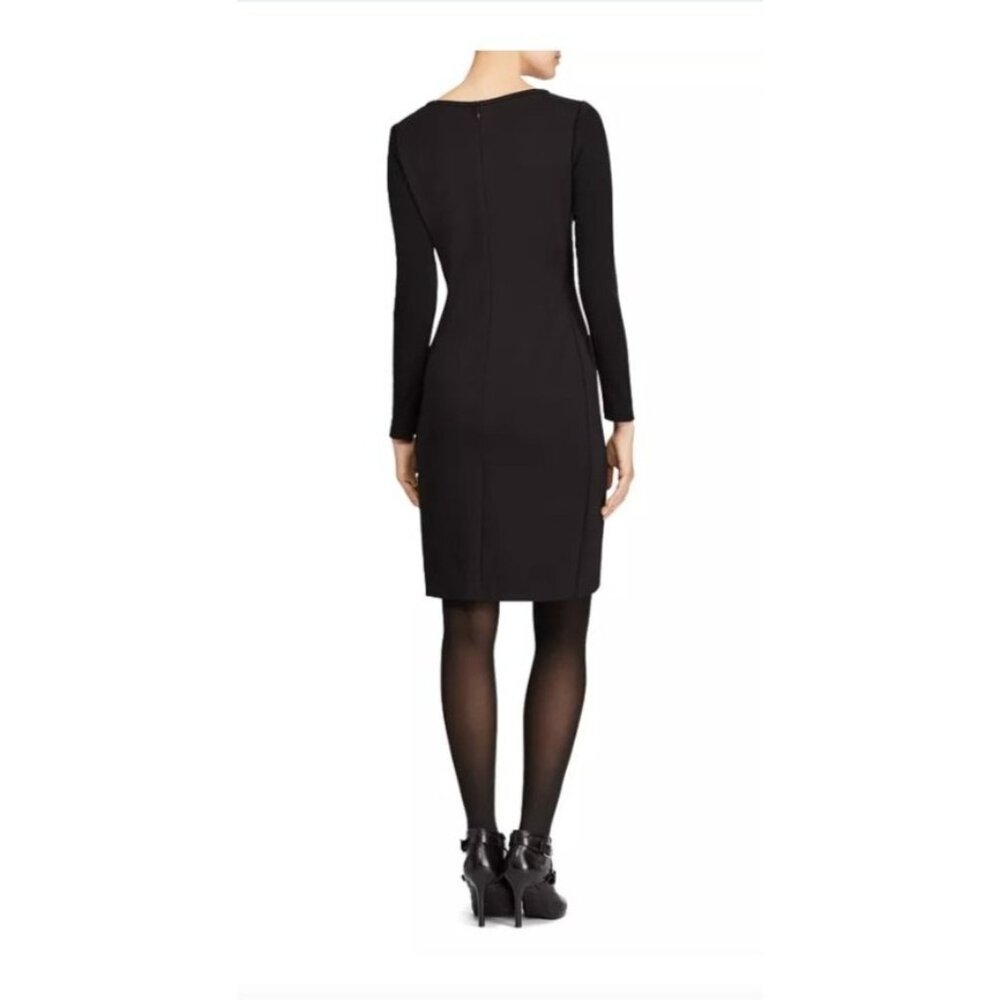 Ralph Lauren Black paneled knit Long Sleeve Sheath Dress Size 14 lined womens - Picture 7 of 12